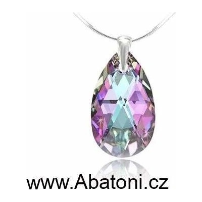 Swarovski Elements Stříbrný náhrdelník visací fialová slza, kapka 54016.5 Vitrail Light
