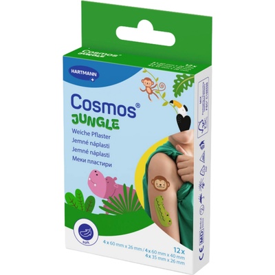 Cosmos Jungle náplasť pre deti v tvare zvieratiek 3 veľkosti 12 ks