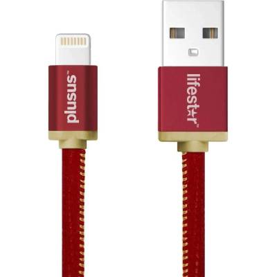 PlusUs LifeStar Handcrafted Lightning Cable - ръчно изработен сертифициран Lightning кабел за iPhone, iPad и iPod (25см. ) (червен-жълт)