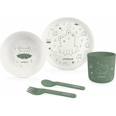 Miniland ECO-friendly Jedálenský set pre dieťa Žabka 5 dielny