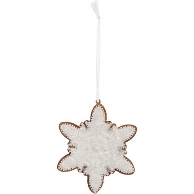 Clayre & Eef Závěsná dekorace perníková vločka Frosted Ginger - 9*1*10 cm