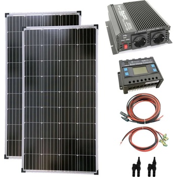 Image 1 of Solartronic Пълен комплект 2x140W, соларени модули, 1000W инвертор, 20A контролер за зареждане на фотоволтаична система (SET280M-W)