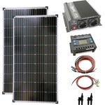 Solartronic Пълен комплект 2x140W, соларени модули, 1000W инвертор, 20A контролер за зареждане на фотоволтаична система (SET280M-W)