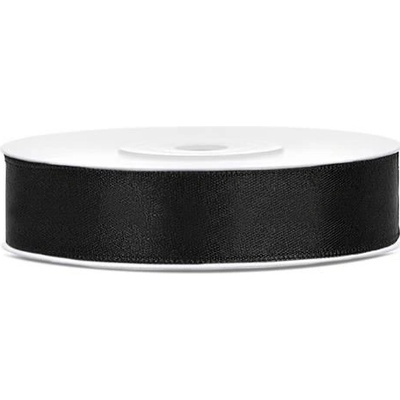 Saténová stuha černá 12 mm x 25 m
