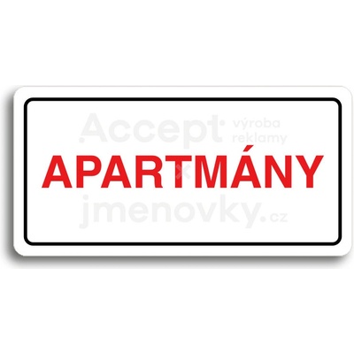 ACCEPT Piktogram APARTMÁNY - bílá tabulka - barevný tisk
