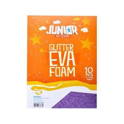 Dekorační pěna EVA fialová glitter A4, tloušťka 2,0 mm, 10ks
