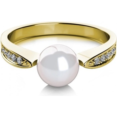 Couple prsten Julia žluté zlato s perlou a zirkony 4515080 0 91