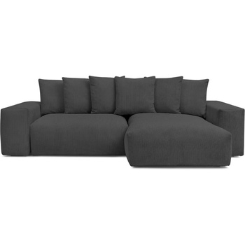 Bobochic Тъмносив сгъваем/с място за съхранение ъглов диван от рипсено кадифе Voltaire - Bobochic Paris (WT-DONE-NRPU-W_1 P1086)