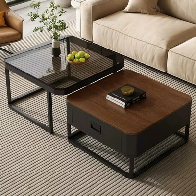 LuxuryForm Design Denver 70 x 70 / 60 x 60 cm drevo / sklo 2 ks