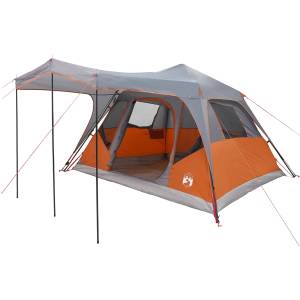 vidaXL Семейна палатка с покрив Сив и оранжев 305 x 275 x 190 см (42028709) Палатка