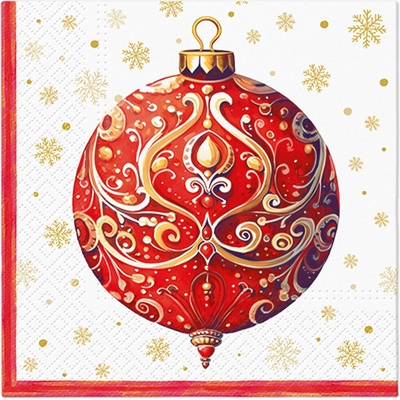 PAW Obrúsky L Red Bauble With Ornament 33x33cm