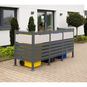 Westmann Planum 3 kovový box na odpadkové koše 3 x 240L 240 x 80 x 120 cm, antracit