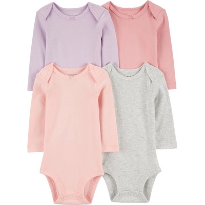 CARTER'S Body dlouhý rukáv Purple Grey Pink holka 4ks