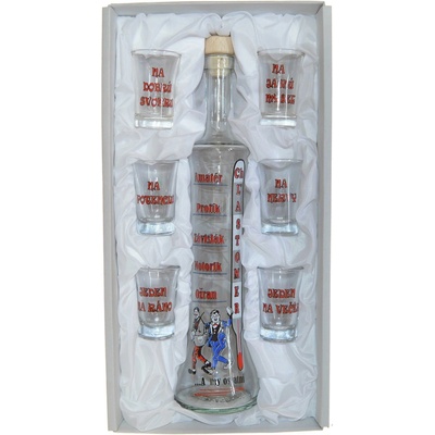 Fľaša na alkohol so štamperlíkmi - Chlastomer