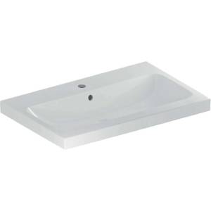 Geberit iCon - Умивалник за плот 75x48x16 cm, с преливник, с отвор за кранче, KeraTect, бял 501.848. 00.2 (501.848.00.2)