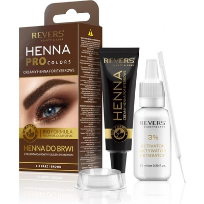 Revers Henna farba na obočie krémová tmavá hnedá 15 ml + 15 ml
