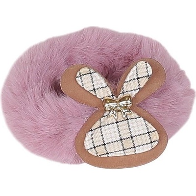 Пухкав ластик за коса в цвят пепел от рози с декорация