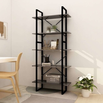 zahrada-XL Knihovna s 5 policemi šedá sonoma 80x30x175 cm kompozitní dřevo