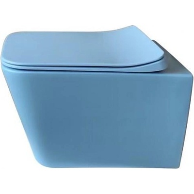 Inter Ceramic Конзолна тоалетна чиния ICC 5135BL, седалка и капак, порцелан, син, 52x37x36см (5135BL)