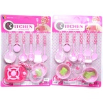 Armtoys ДЕТСКИ РОЗОВ КУХНЕНСКИ КОМПЛЕКТ С 6 ПРИБОРА НА КАРТОН - igrachko