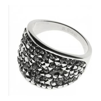 Aktual Ocelový prsten s krystaly Crystals from Swarovski LIGHT CHROME LV1001 CHR