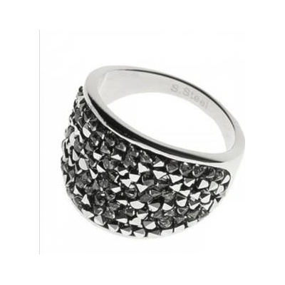 Aktual Ocelový prsten s krystaly Crystals from Swarovski LIGHT CHROME LV1001 CHR