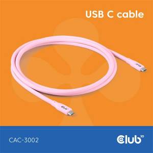 Club 3D Кабел Club 3D - CAC-3002 (USB-C, PD 240W, 20Gbps, 4K60Hz, розов, M/M, 2 m) (CAC-3002)