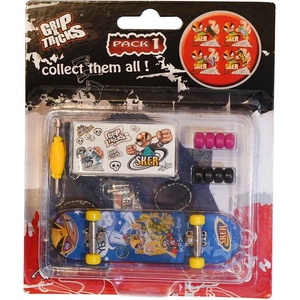 Grip & Tricks Играчка за пръсти Skateboard, син, с емоджи (GT-FSO-M107) - playfactory