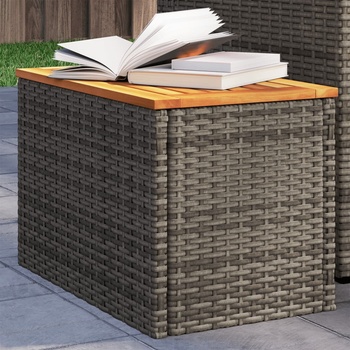 Image 1 of vidaXL Градински масички 2 бр сиви 55x34x37 см полиратан дърво масив (366131)