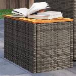 vidaXL Градински масички 2 бр сиви 55x34x37 см полиратан дърво масив (366131)