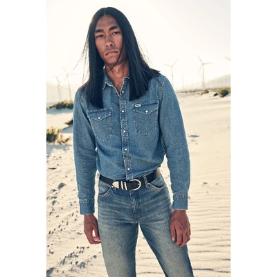Wrangler Western pánska rifľová košel'a Seafoam Surf 112357194 modrá