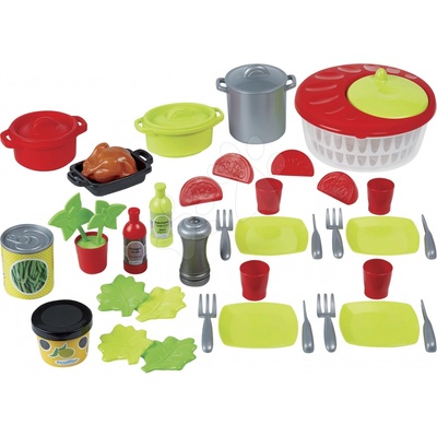 Écoiffier 100% Chef jídelní souprava se salátem tečkovaná s hrnci a potravinami 43 doplňků