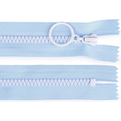 Kostěný zip barevný No 5 délka 15 cm s ozdobným jezdcem, malé, 7 (185) modrá světlá bílá