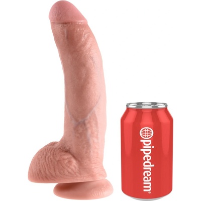 King Cock 9 veľké dildo s prísavkou a semenníkmi prírodné 23 cm