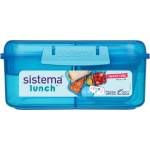 Sistema Кутия за закуски Sistema Lunch Bento Cube с контейнер за кисело мляко и 2 тави 1.25 л, синя