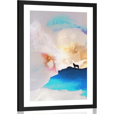 Plakát s paspartou abstrakce vytí vlka - 30x45 no frame