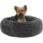 Kerbl Cosy Bed Fluffy - Пухкаво, плюшено, кръгло легло за куче - сиво, 60х18 см, Германия 80409