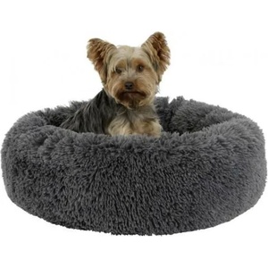 Kerbl Cosy Bed Fluffy - Пухкаво, плюшено, кръгло легло за куче - сиво, 60х18 см, Германия 80409