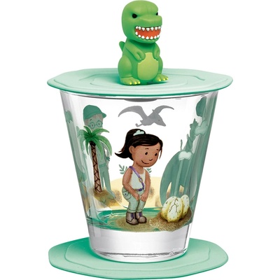Leonardo Poháre s viečkom a tanierikom dinosaurus BAMBINI AVVENTURA Leonardo 215 ml