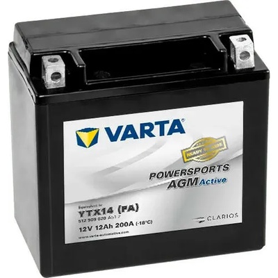 Мото акумулатор VARTA YTX14-BS - 12V, 12Ah, AGM, сухо зареден (с електролит) (YTX14-BS VARTA FUN)