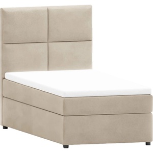 ROPEZ Бежово единично тапицирано легло с място за съхранение с включена подматрачна рамка 90x200 cm Lena - Ropez (Lena 90x200 z topperem tk. Cloud 03)