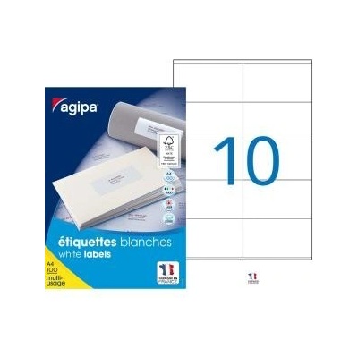 Etikety univerzálne 105x57mm Agipa A4 100 hárkov