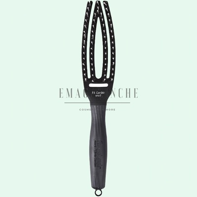 Olivia Garden S. A. , Belgium Olivia Garden Плоска малка масажна четка за коса със смесен косъм Hairbrush Fingerbrush Combo Small - Black (095414343006516)