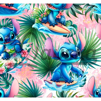 Fitness úplet potisk STITCH S LISTY