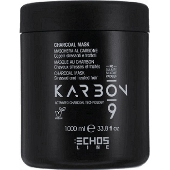 Echosline Подхранваща веган маска за коса със 100% органичен въглен ECHOSLINE KARBON 9 Mask