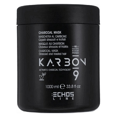 Echosline Подхранваща веган маска за коса със 100% органичен въглен ECHOSLINE KARBON 9 Mask