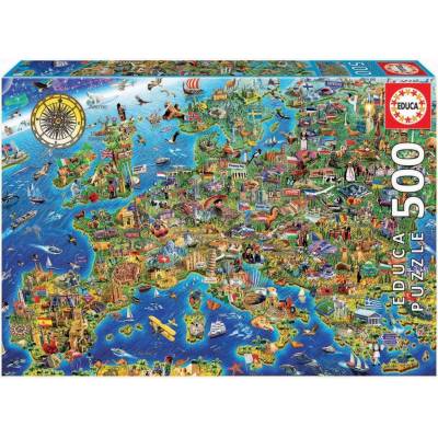 Educa Crazy European map + fix lepidlo 17962 500 dílků