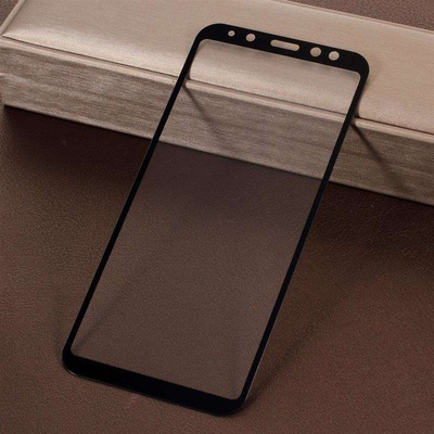Извит 3D удароустойчив стъклен протектор покриващ целия екран за Samsung Galaxy A6 - цвят черен