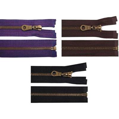 Staromosazný zip šíře 6 mm délka 65 cm (bundový) - 194 Plum