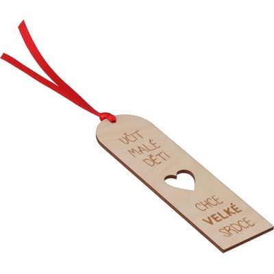 ČistéDřevo Dřevěná záložka do knihy pro učitele Zvolte variantu:: Srdce – Zboží Dáma